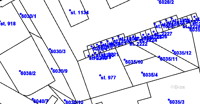 Parcela st. 2221 v KÚ Telč, Katastrální mapa