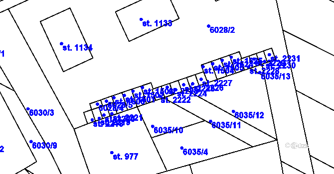 Parcela st. 2223 v KÚ Telč, Katastrální mapa