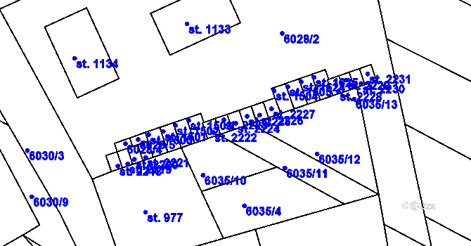 Parcela st. 2224 v KÚ Telč, Katastrální mapa