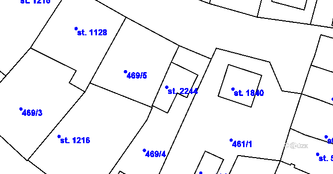 Parcela st. 2244 v KÚ Telč, Katastrální mapa