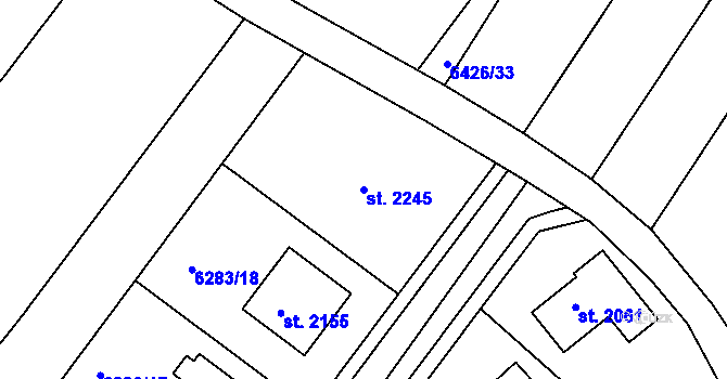 Parcela st. 2245 v KÚ Telč, Katastrální mapa