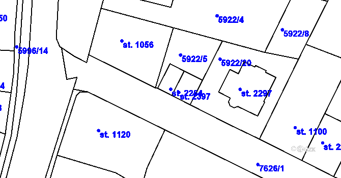 Parcela st. 2254 v KÚ Telč, Katastrální mapa