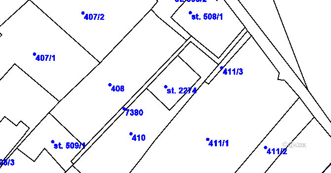 Parcela st. 2274 v KÚ Telč, Katastrální mapa