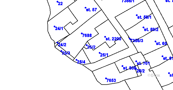 Parcela st. 25/2 v KÚ Telč, Katastrální mapa