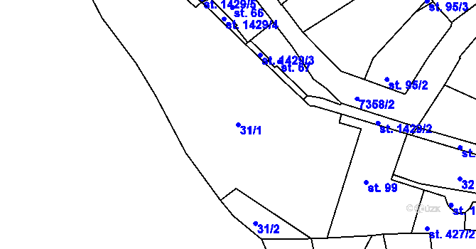 Parcela st. 31/1 v KÚ Telč, Katastrální mapa