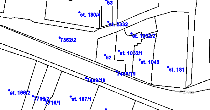 Parcela st. 62 v KÚ Telč, Katastrální mapa