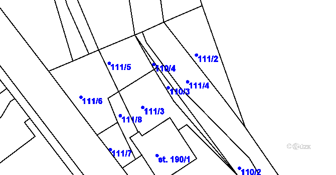 Parcela st. 110/3 v KÚ Telč, Katastrální mapa