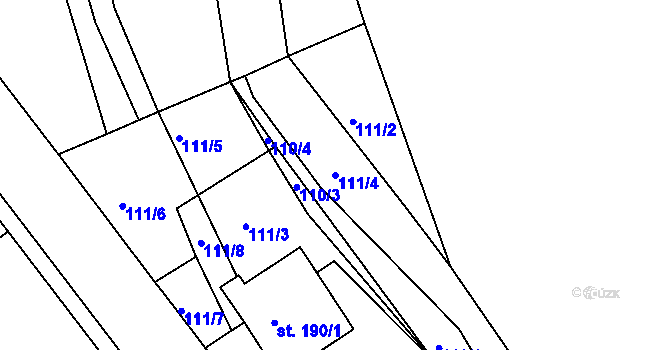 Parcela st. 111/4 v KÚ Telč, Katastrální mapa