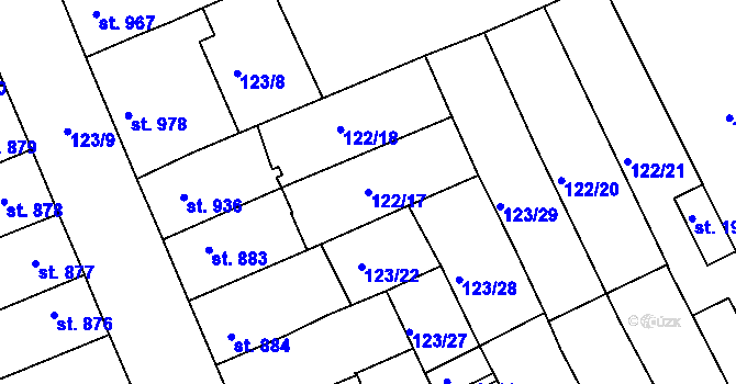 Parcela st. 122/17 v KÚ Telč, Katastrální mapa