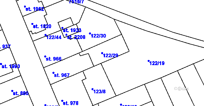 Parcela st. 122/29 v KÚ Telč, Katastrální mapa