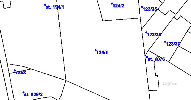 Parcela st. 124/1 v KÚ Telč, Katastrální mapa