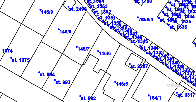 Parcela st. 146/6 v KÚ Telč, Katastrální mapa