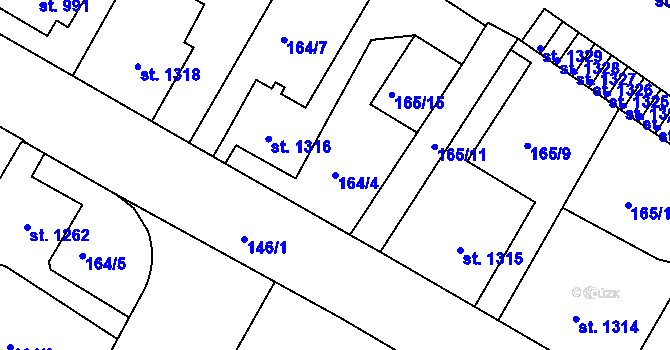 Parcela st. 164/4 v KÚ Telč, Katastrální mapa