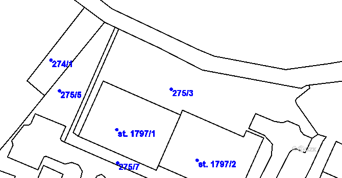 Parcela st. 275/3 v KÚ Telč, Katastrální mapa
