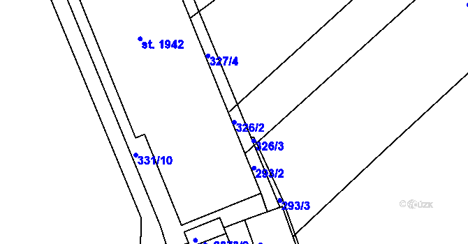Parcela st. 326/2 v KÚ Telč, Katastrální mapa