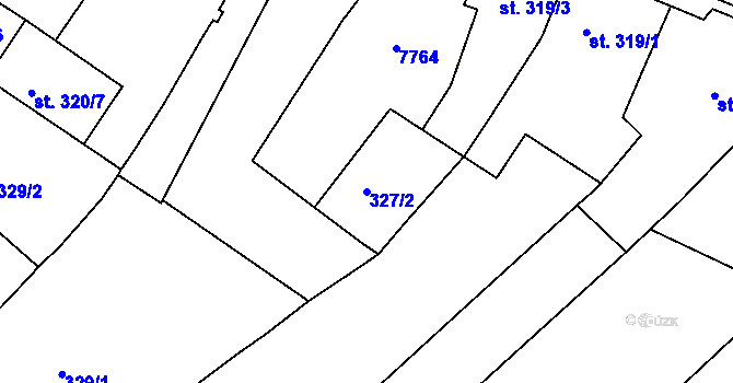Parcela st. 327/2 v KÚ Telč, Katastrální mapa