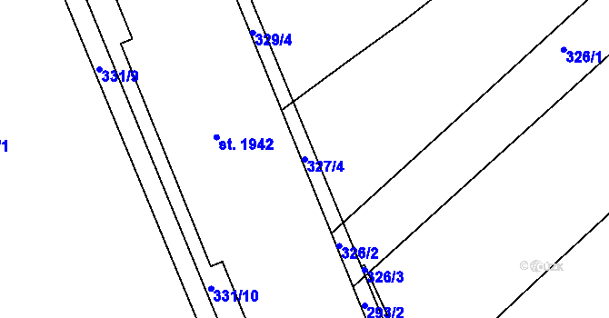 Parcela st. 327/4 v KÚ Telč, Katastrální mapa