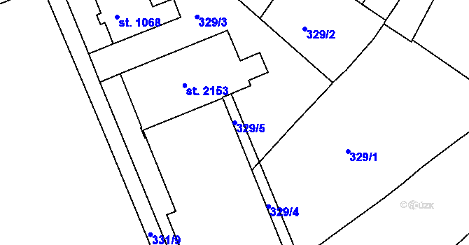 Parcela st. 329/5 v KÚ Telč, Katastrální mapa
