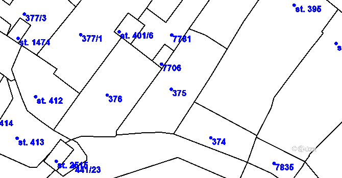 Parcela st. 375 v KÚ Telč, Katastrální mapa