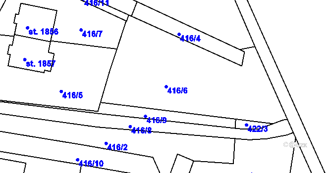 Parcela st. 416/6 v KÚ Telč, Katastrální mapa