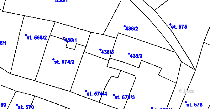 Parcela st. 438/4 v KÚ Telč, Katastrální mapa
