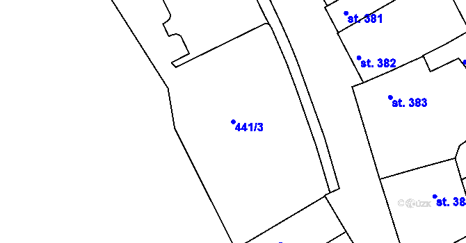 Parcela st. 441/3 v KÚ Telč, Katastrální mapa