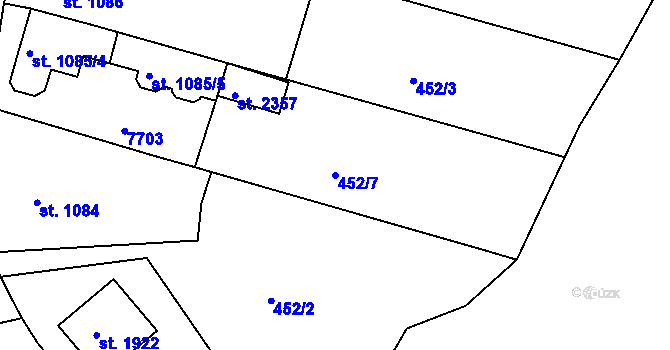 Parcela st. 452/7 v KÚ Telč, Katastrální mapa