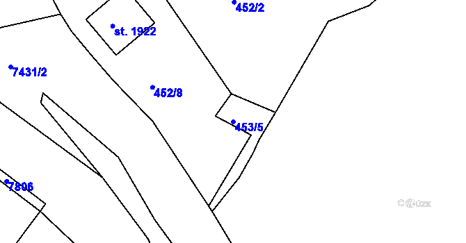 Parcela st. 453/5 v KÚ Telč, Katastrální mapa