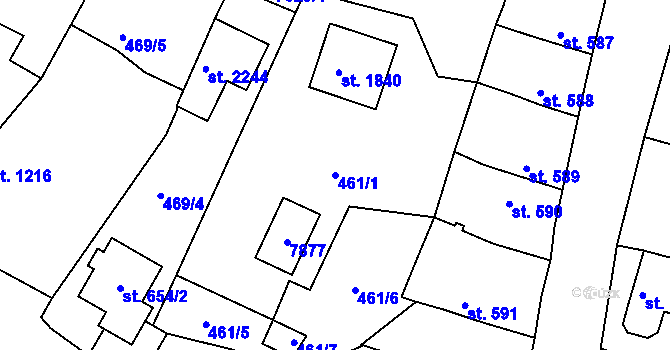 Parcela st. 461/1 v KÚ Telč, Katastrální mapa