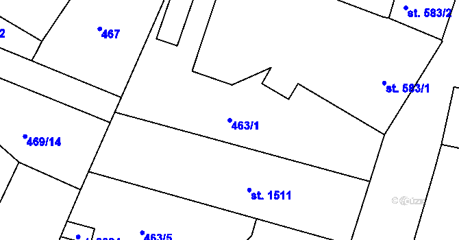 Parcela st. 463/1 v KÚ Telč, Katastrální mapa