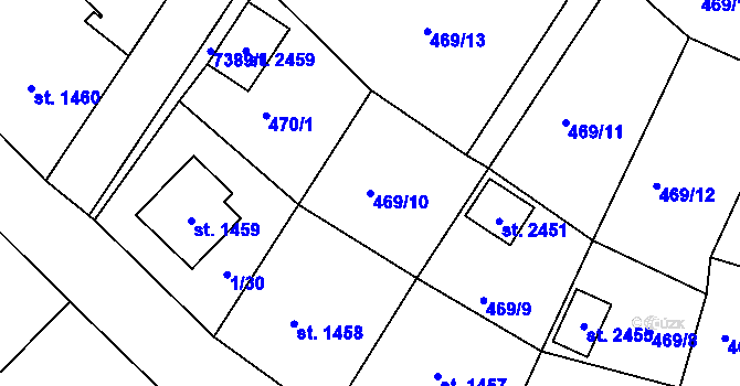 Parcela st. 469/10 v KÚ Telč, Katastrální mapa