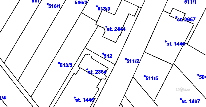 Parcela st. 512 v KÚ Telč, Katastrální mapa