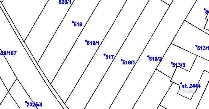 Parcela st. 517 v KÚ Telč, Katastrální mapa