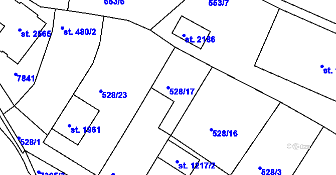 Parcela st. 528/17 v KÚ Telč, Katastrální mapa