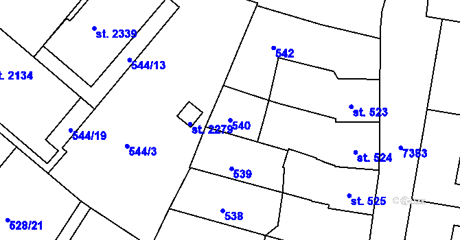 Parcela st. 540 v KÚ Telč, Katastrální mapa