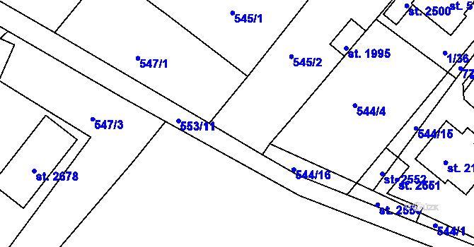 Parcela st. 547/5 v KÚ Telč, Katastrální mapa