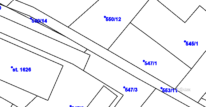 Parcela st. 553/6 v KÚ Telč, Katastrální mapa