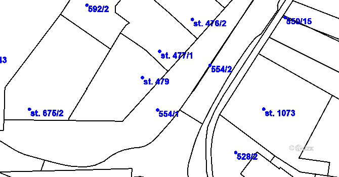 Parcela st. 554 v KÚ Telč, Katastrální mapa