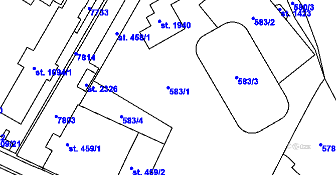 Parcela st. 583/1 v KÚ Telč, Katastrální mapa