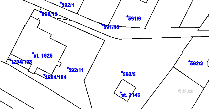 Parcela st. 592/6 v KÚ Telč, Katastrální mapa