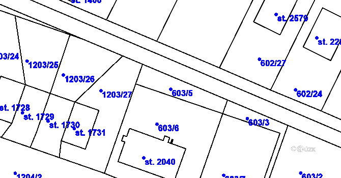 Parcela st. 603/5 v KÚ Telč, Katastrální mapa