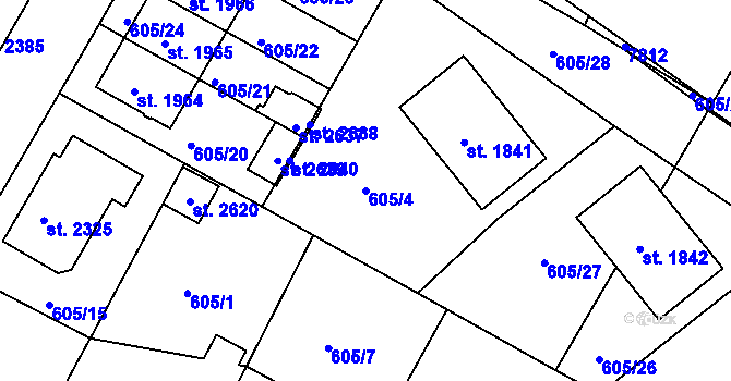 Parcela st. 605/4 v KÚ Telč, Katastrální mapa