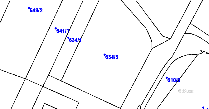 Parcela st. 634/5 v KÚ Telč, Katastrální mapa