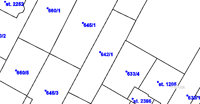 Parcela st. 642/1 v KÚ Telč, Katastrální mapa