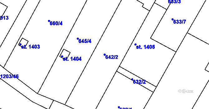 Parcela st. 642/2 v KÚ Telč, Katastrální mapa
