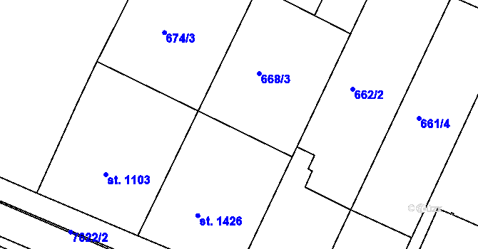 Parcela st. 668/4 v KÚ Telč, Katastrální mapa