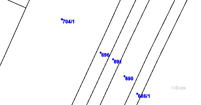 Parcela st. 696 v KÚ Telč, Katastrální mapa