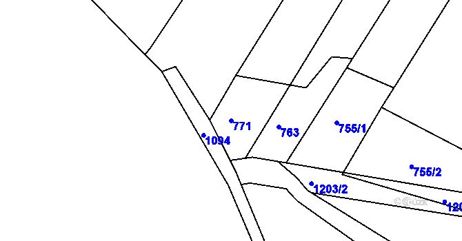 Parcela st. 771 v KÚ Telč, Katastrální mapa