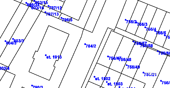 Parcela st. 784/2 v KÚ Telč, Katastrální mapa
