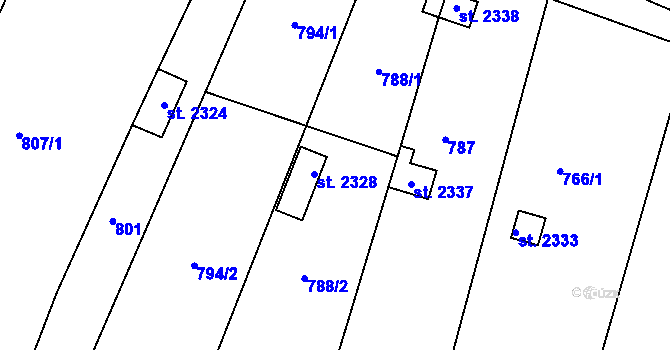 Parcela st. 788 v KÚ Telč, Katastrální mapa